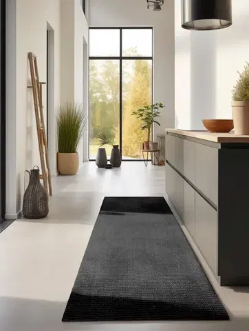 Hanse Home, Běhoun Bouclé Jute 105976 Black, 80x200, černá, chodba / předsíň