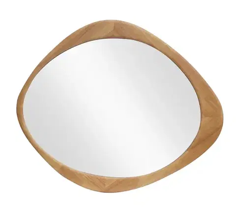 Estila Moderní oválné nástěnné designové zrcadlo Auri s rámem organického tvaru ve světle hnědé dubové barvě 89 cm