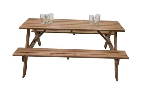 DEOKORK Masivní dřevěný pivní set z borovice 160 cm síla 30 mm (mořený)