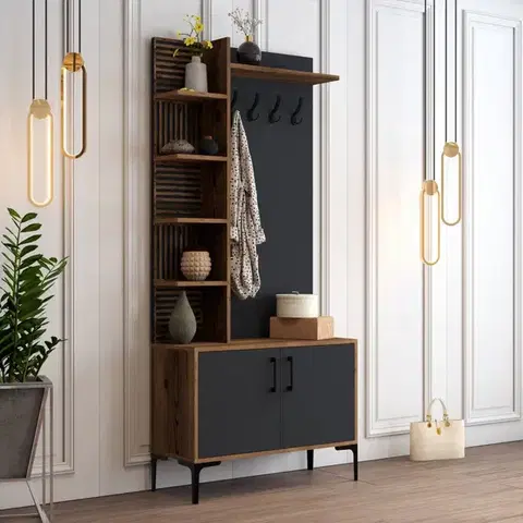 Předsíňová stěna Viyana D - Walnut, Anthracite