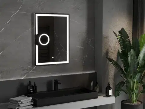 MEXEN Onyx zrcadlo s osvětlením s kosmetickým zrcátkem 60 x 80, LED 600 9813-060-080-611-00