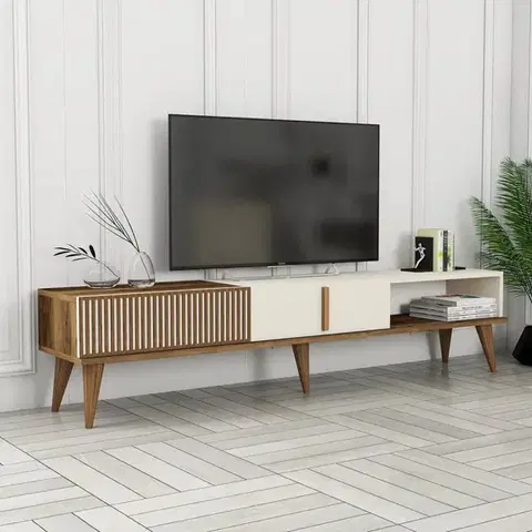TV stolek Milan Alt - Walnut, Cream