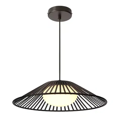 Lampa wisząca Sonte 50 czarna z białym szklanym kloszem nad stół