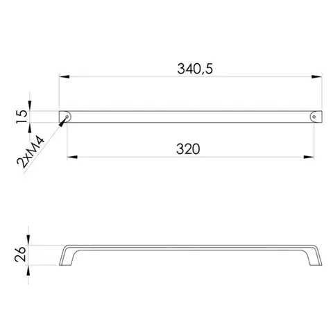 Sapho Kovová úchytka, 340,5/320mm, měď mat DM365