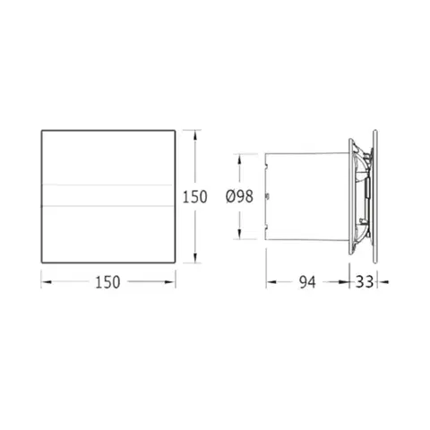 CATA E-100 GST koupelnový ventilátor axiální s časovačem, 8W, potrubí 100, stříbrná 00900500