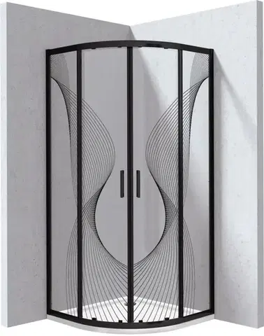 DEANTE Funkia Evo čtvrtkruhový kout s vaničkou, 80x80 cm – vzor vlna KYPPNB88P
