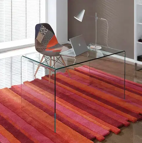 Estila Luxusní skleněný psací stůl 125cm