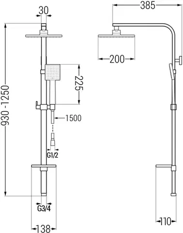 MEXEN/S Q45 chrom sprchový sloup 798454595-00