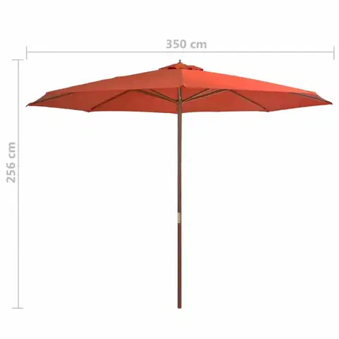 Slunečník Ø 350 cm látka / dřevo Dekorhome