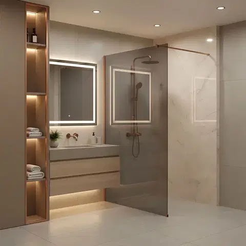 REA/S Sprchová zástěna Flexi Grey / Brush Copper 140 KPL-K99380