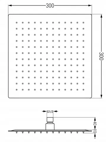 MEXEN/S Slim čtvercová sprchová hlavice déšť 30 x 30 cm + sprchové rameno, černá 79130112-70
