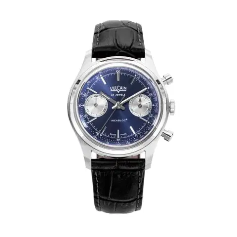 Vulcain Chronograph 70's - Blue - Black Alligator