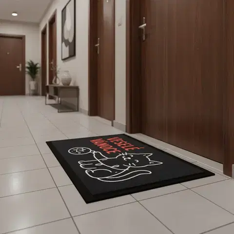 Mercury Flooring, Rohožka Veselé Vánoce s kočkou 40x60 cm, 40x60, černá