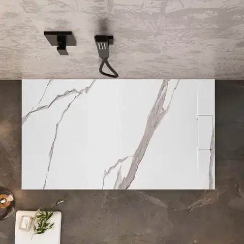 REA Sprchová vanička Bazalt CARRARA WHITE 80x100 REA-K7000