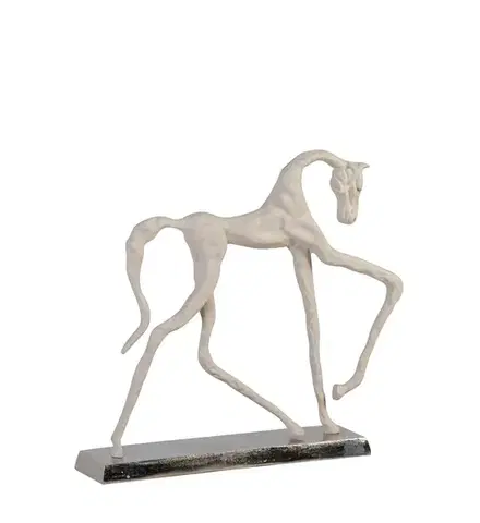 Estila Moderní surrealistická soška koně Zaldibat v bílé barvě z kovové slitiny 56 cm