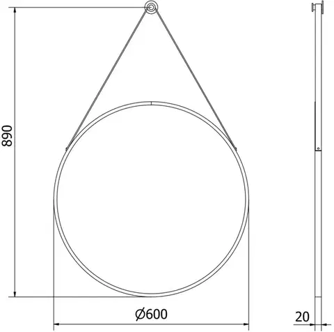 MEXEN String zrcadlo 60, černý rám 9854-060-060-000-70
