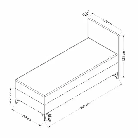 Rám dvoulůžkové postele s čelem Bade 120 x 200 - Beige