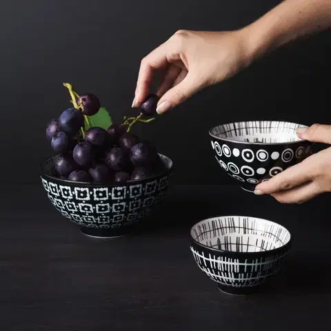 Set misek na cereálie 3 ks - Basic Dots Black - 490831
