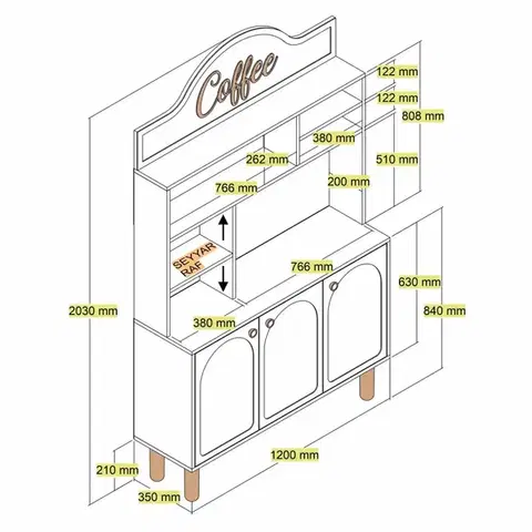 Coffee Bar Cabinet Bohem 861 - Cream