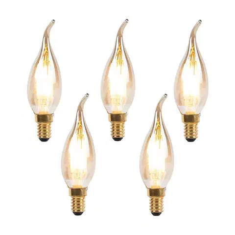 Sada 5 stmívatelných LED vláknových svíček E14 240V 3W 250lm