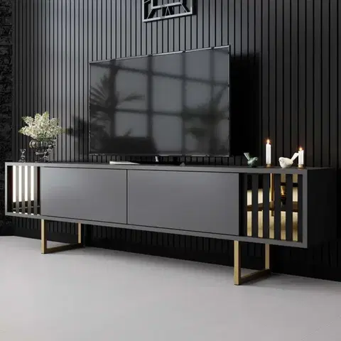 TV stolek Gold Line - Anthracite, Gold