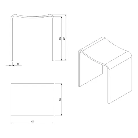 SAPHO KORAL koupelnová stolička 40x43x30cm, solid surface, bílá mat WF462