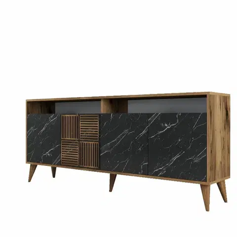 Skříňka Milan 2 Walnut and Black Marble