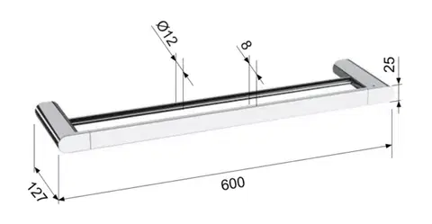 SAPHO FLORI dvojitý držák ručníků 600, chrom RF011