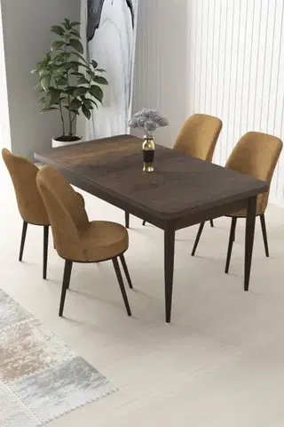 Dining Table & Chairs Set (5 Pieces) Nil - Baroque, Cappuccino