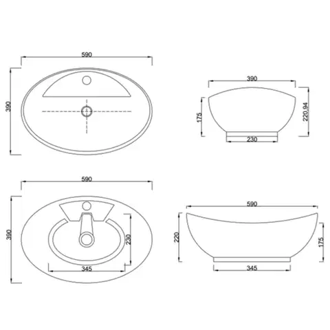 INVENA Umyvadlo na desku ESLA  60 cm oválné CE-35-001-C