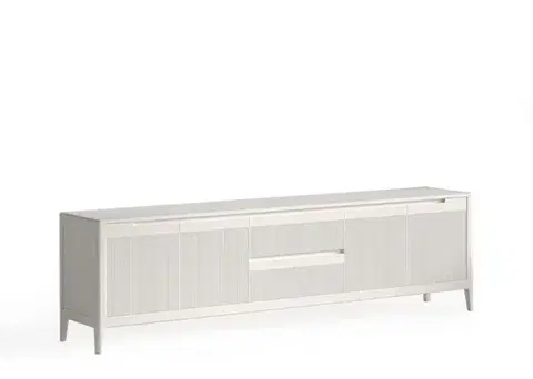Estila Luxusní moderní čtyřdveřový TV stolek Tallin s vroubkovaným čelem s mramorovou deskou 231 cm