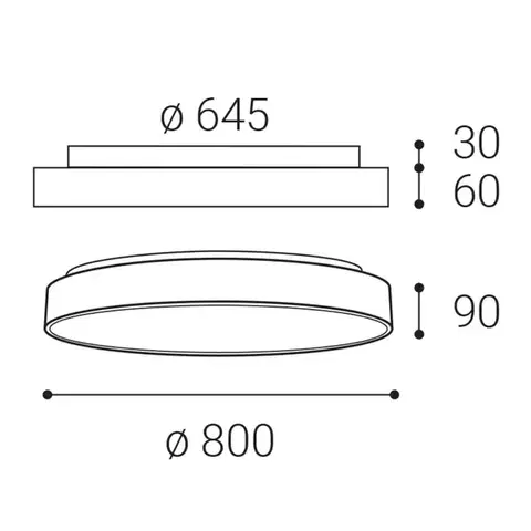 LED2 1275753DT Stropní svítidlo RINGO II 80 P/N, B TRIAC DIM 80+12W 3000K/4000K černá
