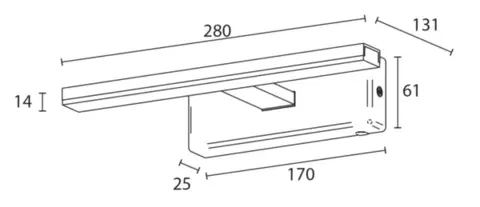 SAPHO ESTHER LED nástěnné svítidlo, 6 W, 280x62x131 IP44, chrom E26374CI