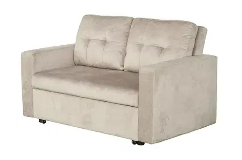 Estila Designová moderní rozkládací dvousedačka Lotta se sametovým béžovým potahem a prošívanými opěrkovými polštáři 142 cm