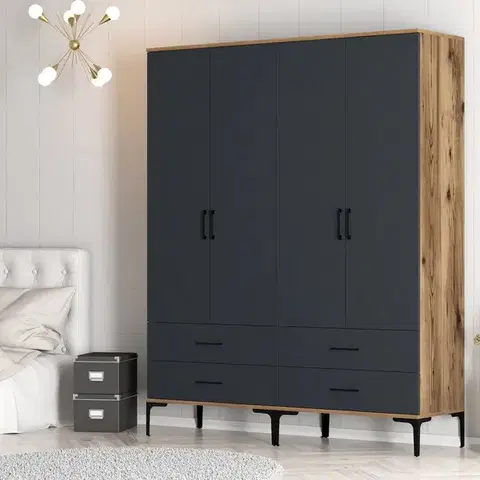 Šatní skříň Kumsal TT - Walnut, Anthracite