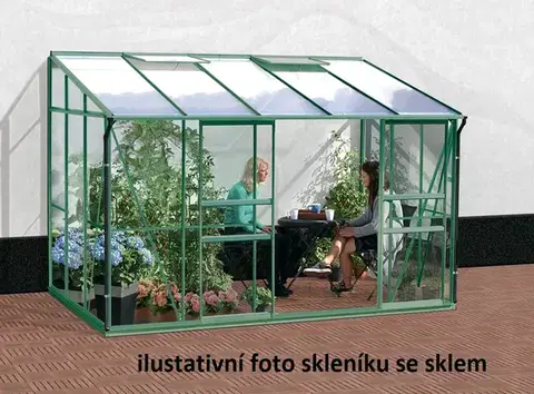 Skleník ke stěně VITAVIA IDA 6500 polykarbonát zelený Dekorhome