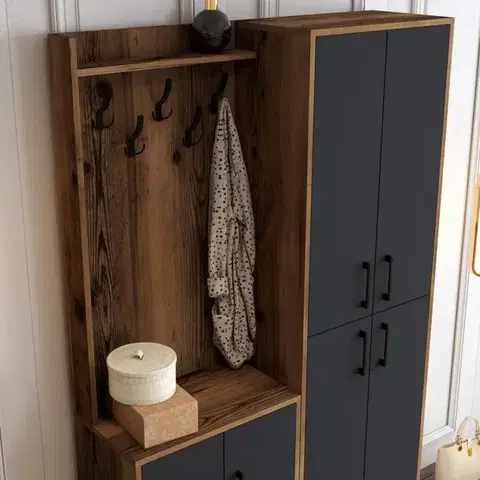 Předsíňová stěna Berlin BA - Walnut, Anthracite