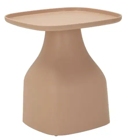Estila Moderní oblý čtvercový růžový příruční stolek Avanguardio s hladkým povrchem a keramickým vzhledem 50 cm
