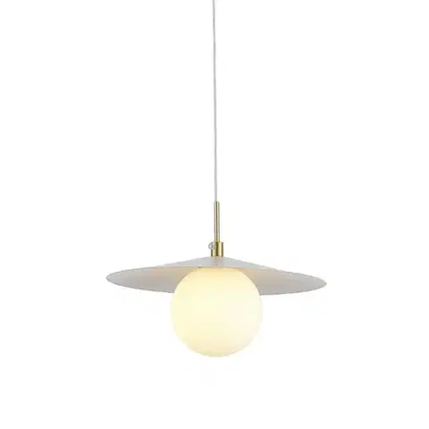 ACA Lighting závěsné svítidlo GLOBIE 1xG9 zlatý kov bílé PVC stínítko SUH12WH