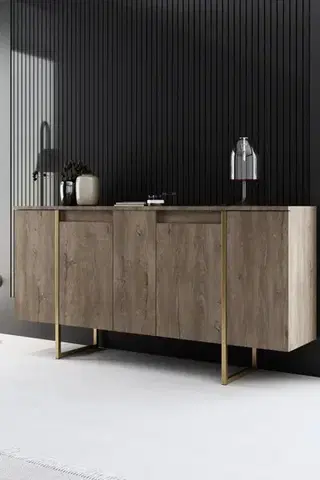 Konzolový stolek Luxe - Walnut, Gold