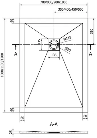MEXEN Stone+ sprchová vanička obdélníková 120x90, černá 44709012