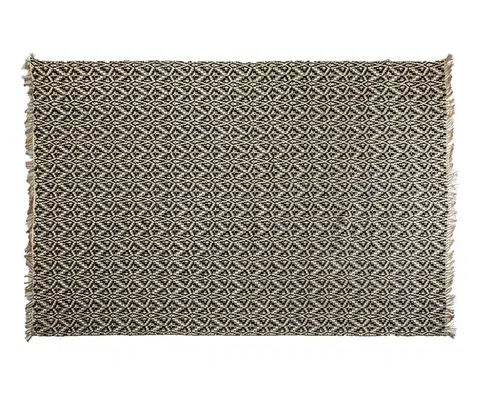 Estila Designový koloniální koberec Jamila obdélníkového tvaru z juty s orientálním černo béžovým vzorem s třásněmi 320 cm