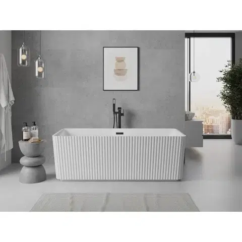 MEXEN/S Nila volně stojící vana reliéf 170 x 75, bílá, sifon a přepad černá 52841708000-70