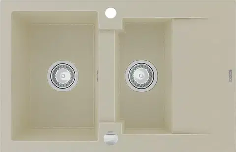 MEXEN Gaspar žula dřez 1,5-mísa dřez s vypouštěním krátký odkapávač 737x475 mm, béžová 6507731505-69