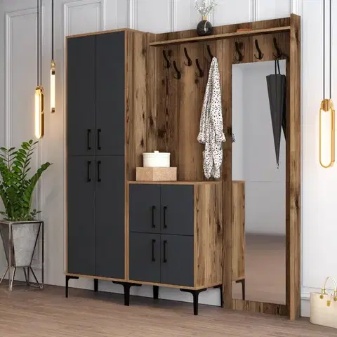 Předsíňová stěna Berlin ABC - Walnut, Anthracite