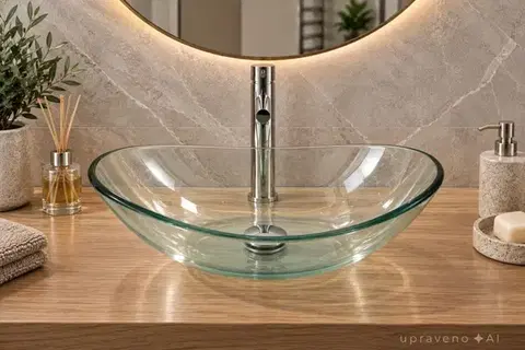 OLSEN SPA Skleněné umyvadlo na desku DEVENTER 55×37×16  OLKLTG108