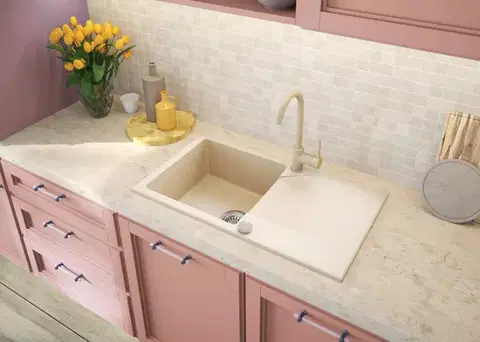 DEANTE Evora beige Granitový dřez s odkapávačem ZQJ_511A