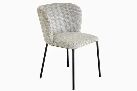 Estila Designová retro boucle jídelní židle Olive v zelené barvě s černými nožičkami 75 cm