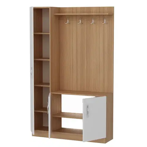 Předsíňová stěna Naturel - Teak, White