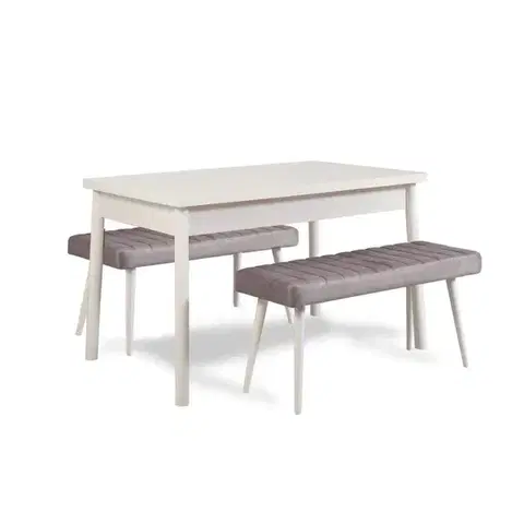 Jídelní set se stolem a lavicí (3 kusy) Costa 0701 - White, Soho Grey